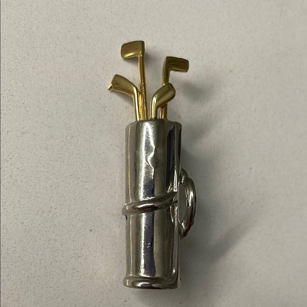 Silver and Gold Golf Bag Brooch